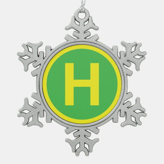Adorno De Peltre Tipo Copo De Nieve Rótulo Helipad (Anverso)