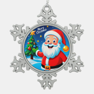 Adorno De Peltre Tipo Copo De Nieve Saludo Alegre de Santa Claus