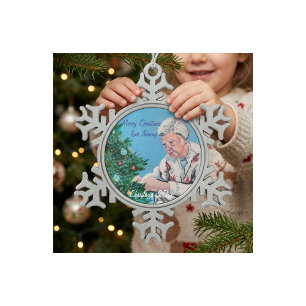 Adorno De Peltre Tipo Copo De Nieve Saludo de Navidad de NANNY/GRAMMY Pintado a mano 