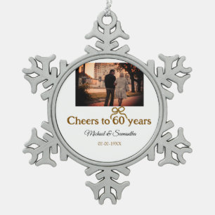 Adorno De Peltre Tipo Copo De Nieve Saludos dorados a boda de 60 años