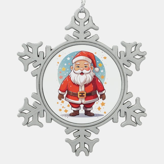 Adorno De Peltre Tipo Copo De Nieve Santa Claus (Anverso)