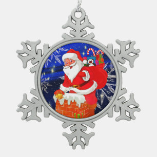 Adorno De Peltre Tipo Copo De Nieve Santa Claus en el trabajo