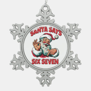Adorno De Peltre Tipo Copo De Nieve Santa Dice Seis Siete 6 7 Navidad Santa Claus