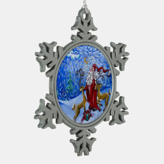 Adorno De Peltre Tipo Copo De Nieve "Santa, estimado" ornamento