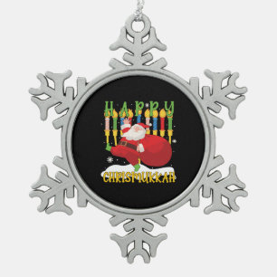 Adorno De Peltre Tipo Copo De Nieve Santa Happy Chrismukkah Funny Hanukkah Navidades