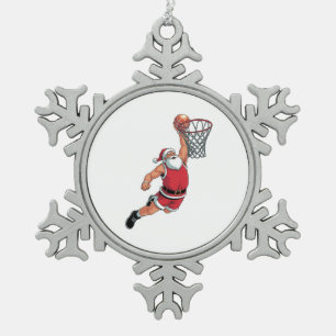 Adorno De Peltre Tipo Copo De Nieve Santa jugando baloncesto Amantes del deporte de Na