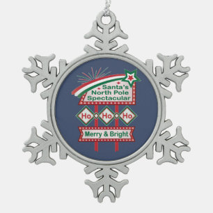 Adorno De Peltre Tipo Copo De Nieve Santa Marquee Retro - Ho Ho Merry & Bright
