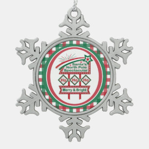 Adorno De Peltre Tipo Copo De Nieve Santa Marquee Retro - Ho Ho Merry & Bright