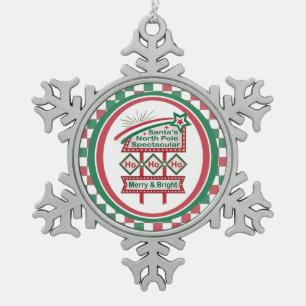 Adorno De Peltre Tipo Copo De Nieve Santa Marquee Retro - Ho Ho Merry & Bright