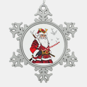 Adorno De Peltre Tipo Copo De Nieve Santa Navidad Santa Claus Arte Japonés Samurái 