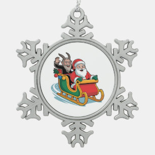 Adorno De Peltre Tipo Copo De Nieve Santa y Krampus Navidades sombríos y malvados de t