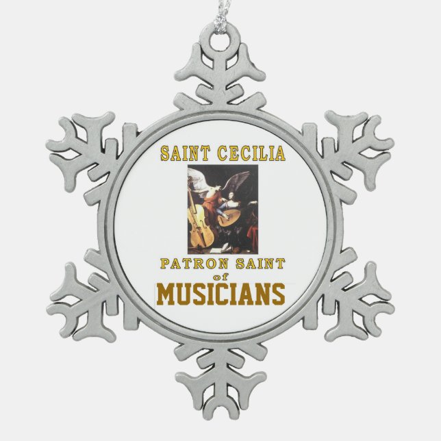 ADORNO DE PELTRE TIPO COPO DE NIEVE SANTO CECILIA (Anverso)
