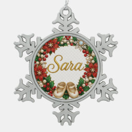 Adorno De Peltre Tipo Copo De Nieve Sara Baby’s First Christmas Keepsake Ornament
