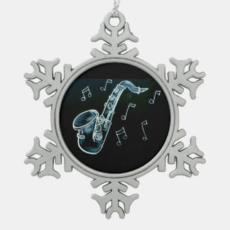 Adorno De Peltre Tipo Copo De Nieve Saxofón y notas musicales