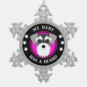 Adorno De Peltre Tipo Copo De Nieve Schnauzer: Mi bebé tiene barba graciosa
