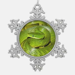 Adorno De Peltre Tipo Copo De Nieve Serpiente de rata verde de Bush