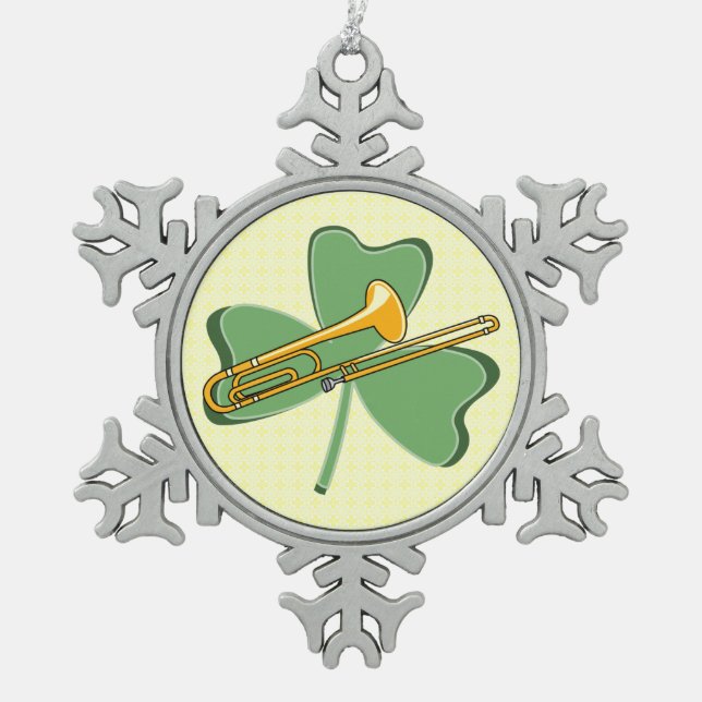 Adorno De Peltre Tipo Copo De Nieve Shamrock Trombone (Anverso)
