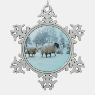 Adorno De Peltre Tipo Copo De Nieve Sheep In Winter Tree Ornament Or Add Own Photo