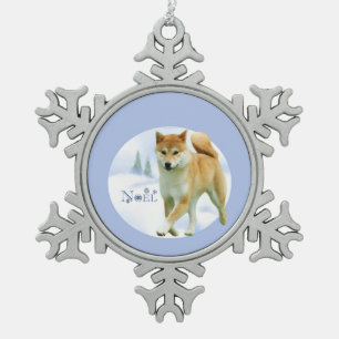 Adorno De Peltre Tipo Copo De Nieve Shiba Noel