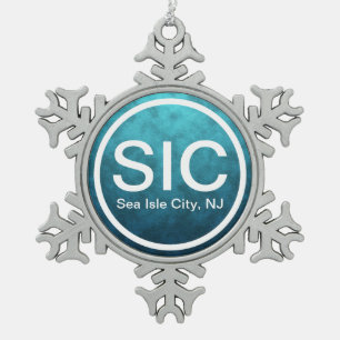 Adorno De Peltre Tipo Copo De Nieve SIC NJ Sea Isle City New Jersey Beach Etiqueta