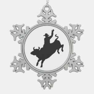 Adorno De Peltre Tipo Copo De Nieve Silhouette Rodeo Bull Ride