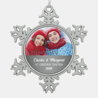 Adorno De Peltre Tipo Copo De Nieve Silver Damask 1Navidades juntos Foto