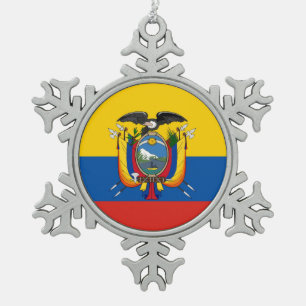 Adorno De Peltre Tipo Copo De Nieve Símbolo de la bandera de país de Ecuador de largo