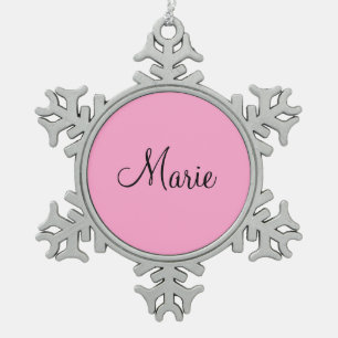 Adorno De Peltre Tipo Copo De Nieve simple minimal rosa claro agrega tu nombre femenin