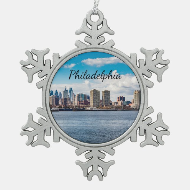 Adorno De Peltre Tipo Copo De Nieve Skyline Philadelphia (Anverso)