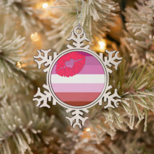 Adorno De Peltre Tipo Copo De Nieve SlipperyJoe lápiz labial bandera de orgullo lésbic