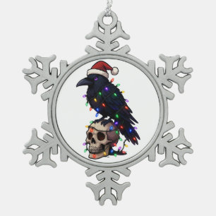 Adorno De Peltre Tipo Copo De Nieve Sombrero de Santa Cuervo Gótico Luces de Navidad O