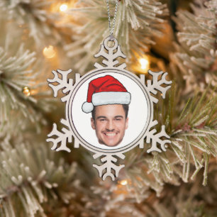 Adorno De Peltre Tipo Copo De Nieve Sombrero de Santa Foto de Cara Personalizada Navid