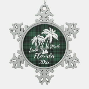 Adorno De Peltre Tipo Copo De Nieve South Miami Beach Florida Palm Green Plaid