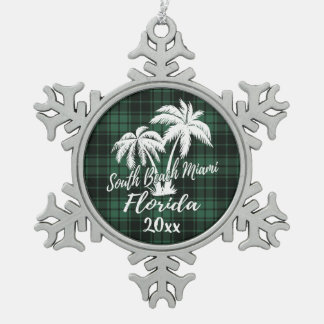 Adorno De Peltre Tipo Copo De Nieve South Miami Beach Florida Palm Green Plaid