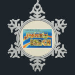 Adorno De Peltre Tipo Copo De Nieve Souvenir de viajes de vintage de Jones Beach New Y<br><div class="desc">Jones Beach,  Nueva York

Una imagen de postal de recuerdo de viaje nostálgico,  un auténtico diseño retro. ¡Saludos de la Compañía Touring Virtual de American Travelog!</div>