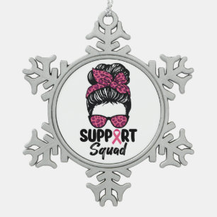 Adorno De Peltre Tipo Copo De Nieve Squad Messy Bun Guerrero Rosa Cáncer de Mama