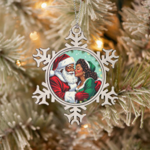 Adorno De Peltre Tipo Copo De Nieve Sr y Sra Clause Dulce Navidad
