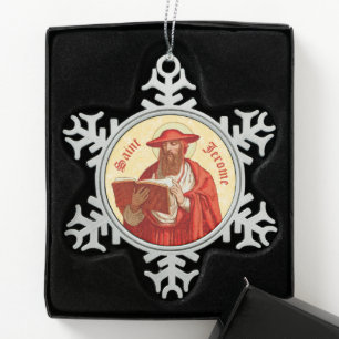 Adorno De Peltre Tipo Copo De Nieve St. Jerome como cardenal con libro (P 004)
