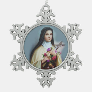 Adorno De Peltre Tipo Copo De Nieve St. Teresa del niño Jesús poca flor