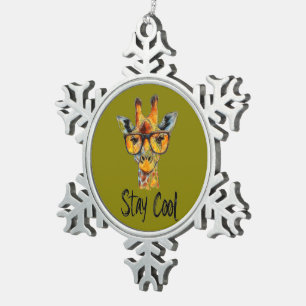Adorno De Peltre Tipo Copo De Nieve Stay Guay - Giraffe con Ilustracion de gafas de so