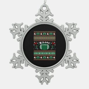 Adorno De Peltre Tipo Copo De Nieve Suéter de los Navidades feos del fútbol americano