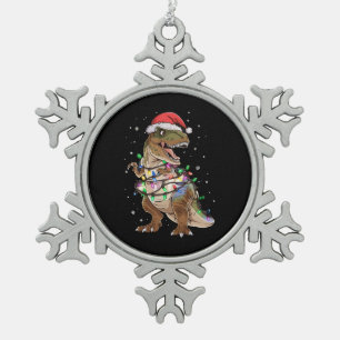 Adorno De Peltre Tipo Copo De Nieve Suéter de Navidad de árbol de dinosaurio T-rex Xma