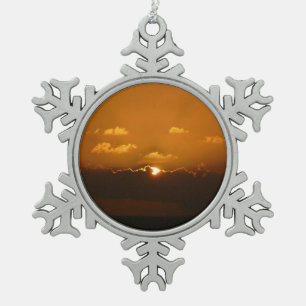 Adorno De Peltre Tipo Copo De Nieve Sun Behind Clouds I Naranja Sunset Photo