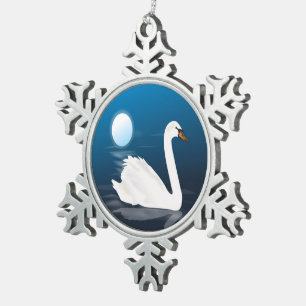 ADORNO DE PELTRE TIPO COPO DE NIEVE SWAN BLANCO