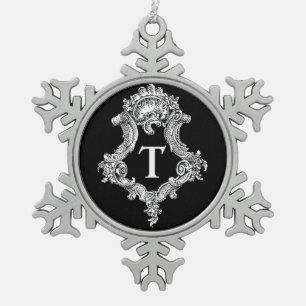 Adorno De Peltre Tipo Copo De Nieve T Monograma Ornamet Inicial