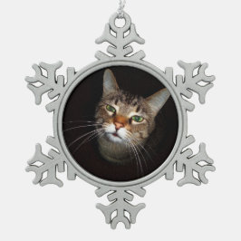Adorno De Peltre Tipo Copo De Nieve Tabby feliz Wiskers