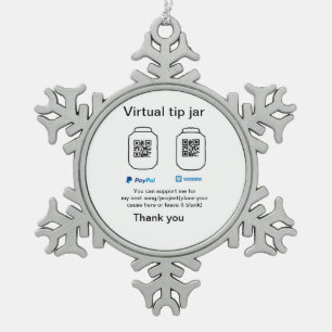 Adorno De Peltre Tipo Copo De Nieve tarro de propinas virtual código q r donación de d