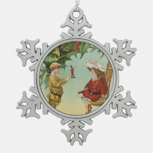 Adorno De Peltre Tipo Copo De Nieve Te deseo una Feliz Navidad - postal vintage