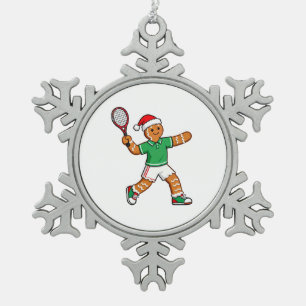 Adorno De Peltre Tipo Copo De Nieve Tenis de Jengibre Navidad 2026 Fiestas Deportes