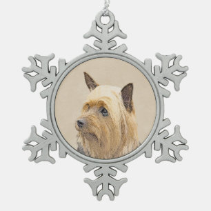Adorno De Peltre Tipo Copo De Nieve Terrier sedoso que pinta - arte original lindo del